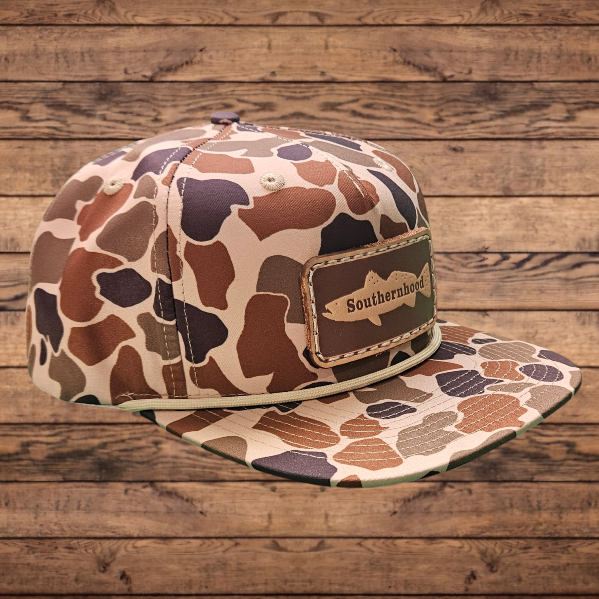 Leather Speckled Trout Patch, Classic Duck Camo Rope Hat