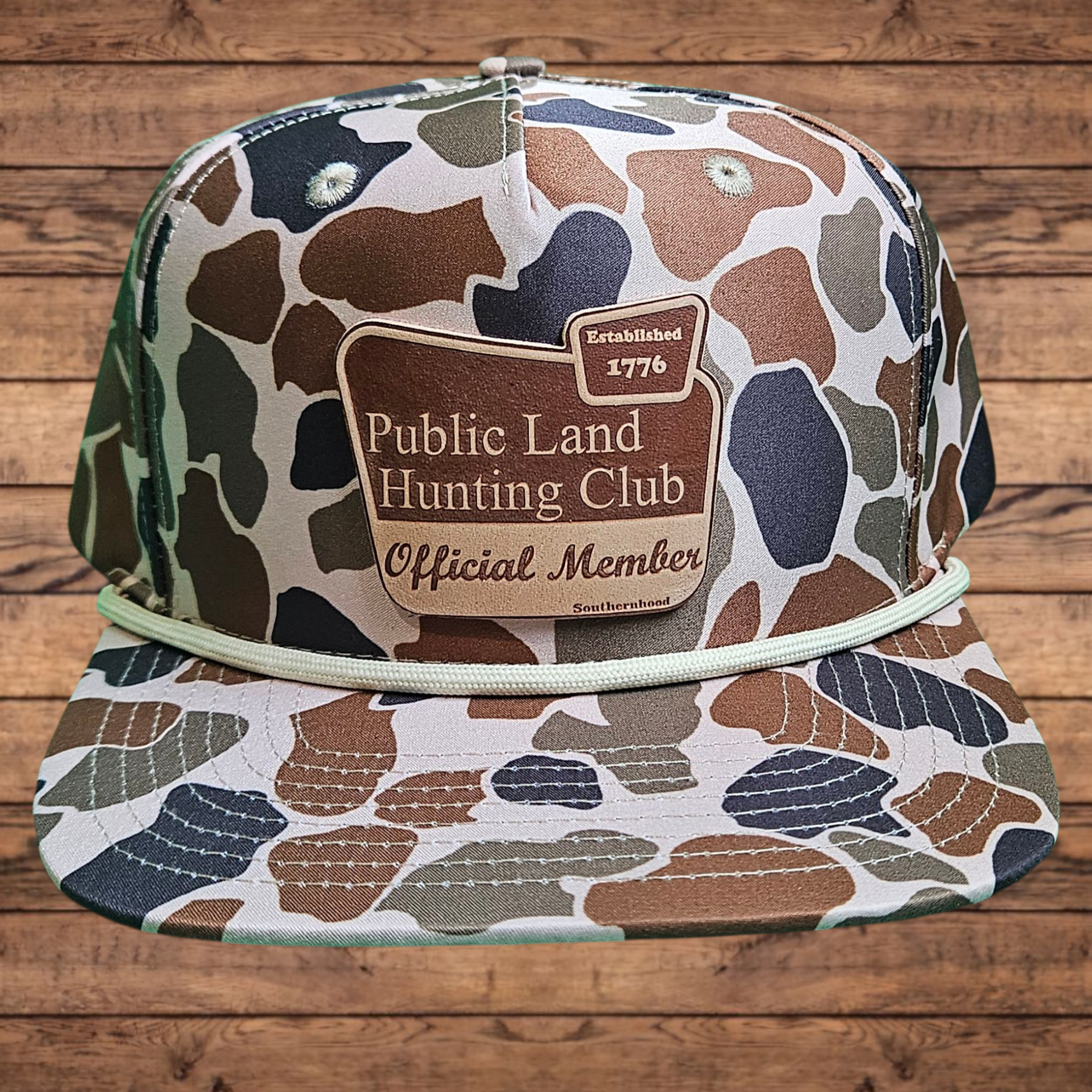 Leather Public Land Patch, Classic Duck Camo Rope Hat