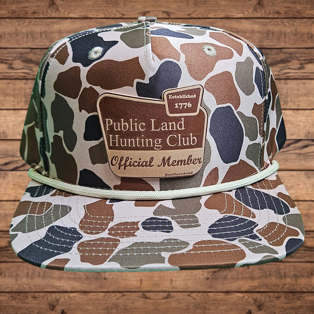 Leather Public Land Patch, Classic Duck Camo Rope Hat