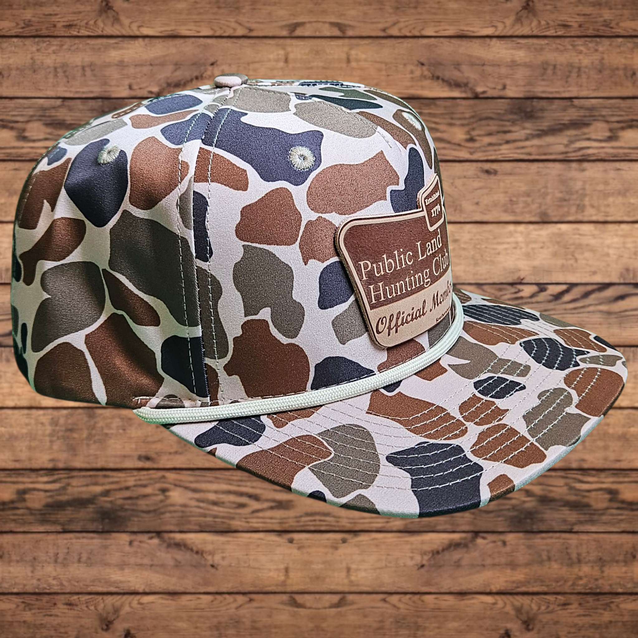Leather Public Land Patch, Classic Duck Camo Rope Hat