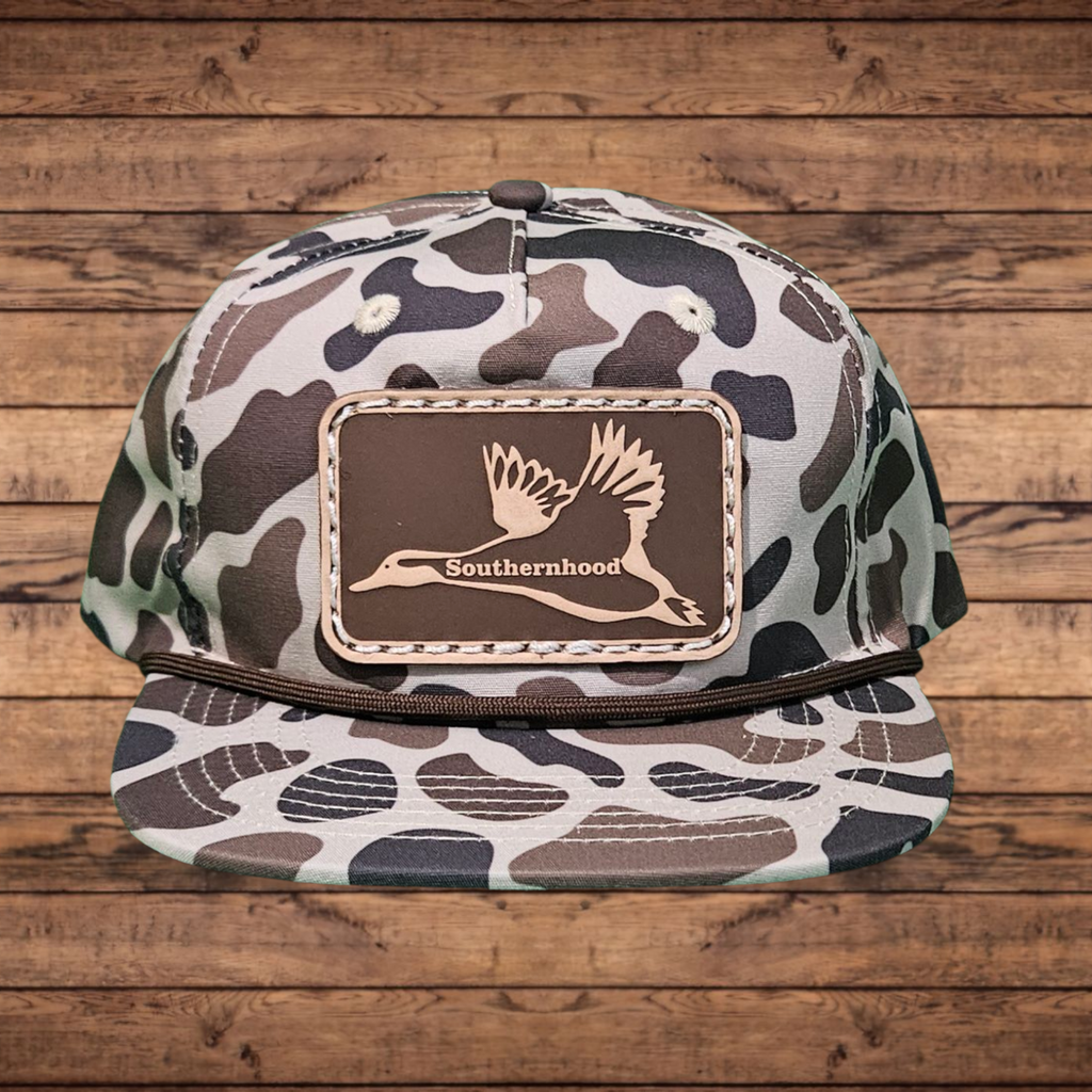 KIDS,  Duck Camo Rope Hat, with Leather Duck Patch