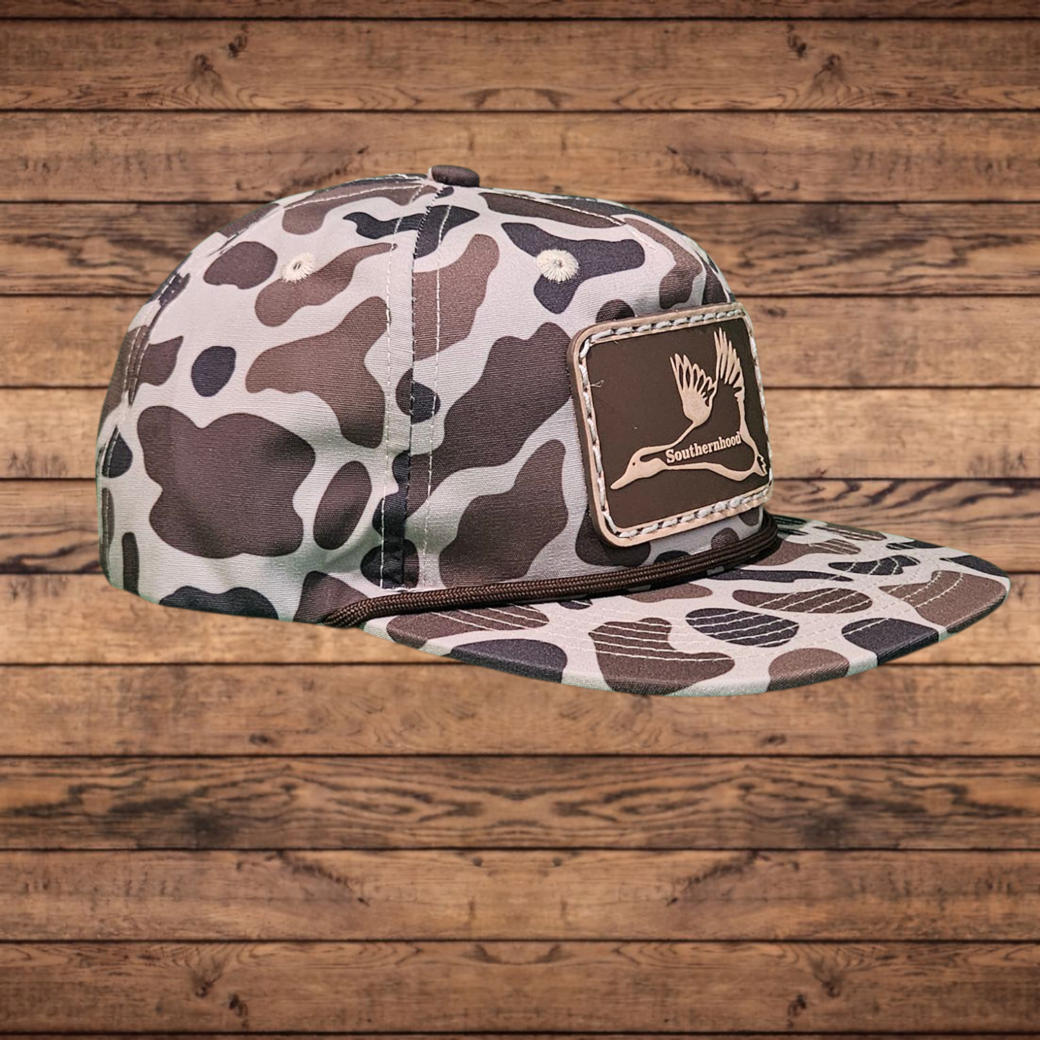 KIDS,  Duck Camo Rope Hat, with Leather Duck Patch