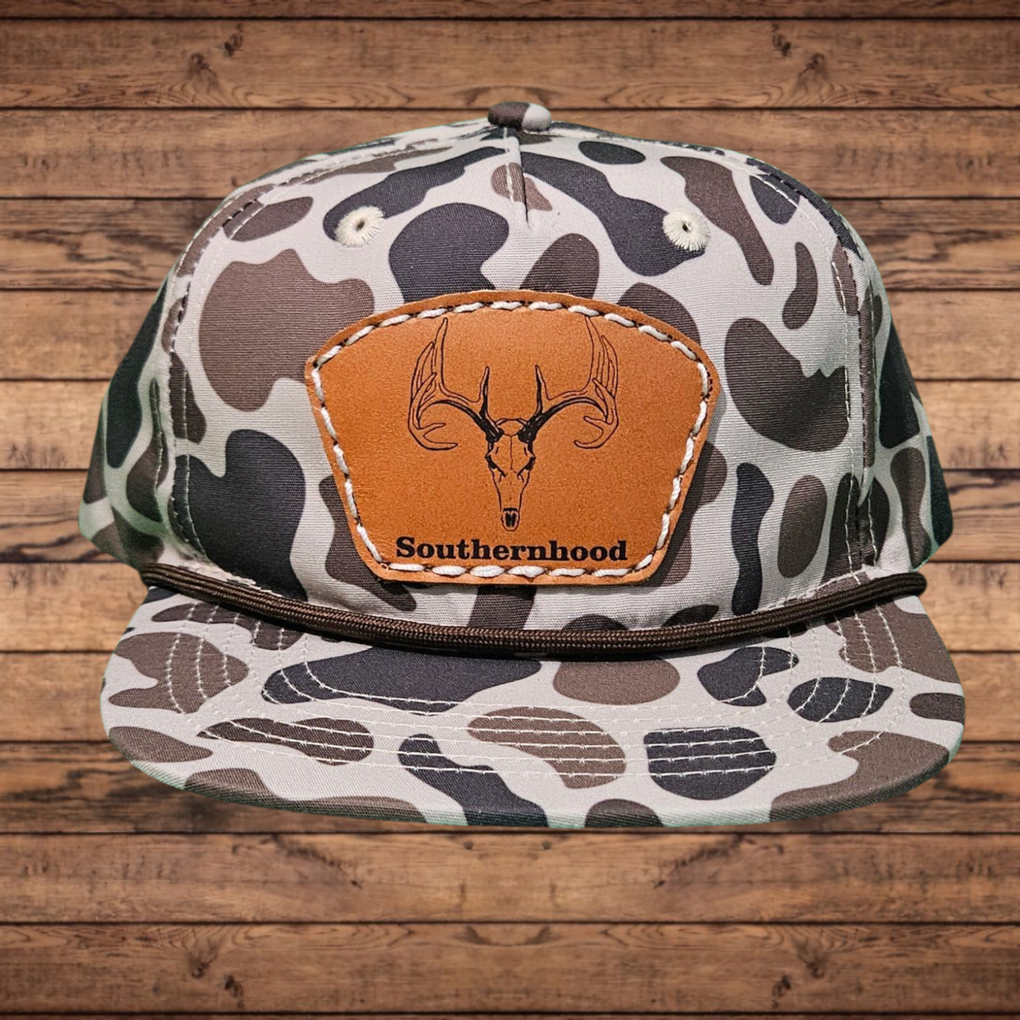 Kids Duck Camo Rope Hat, with Leather Deer Patch