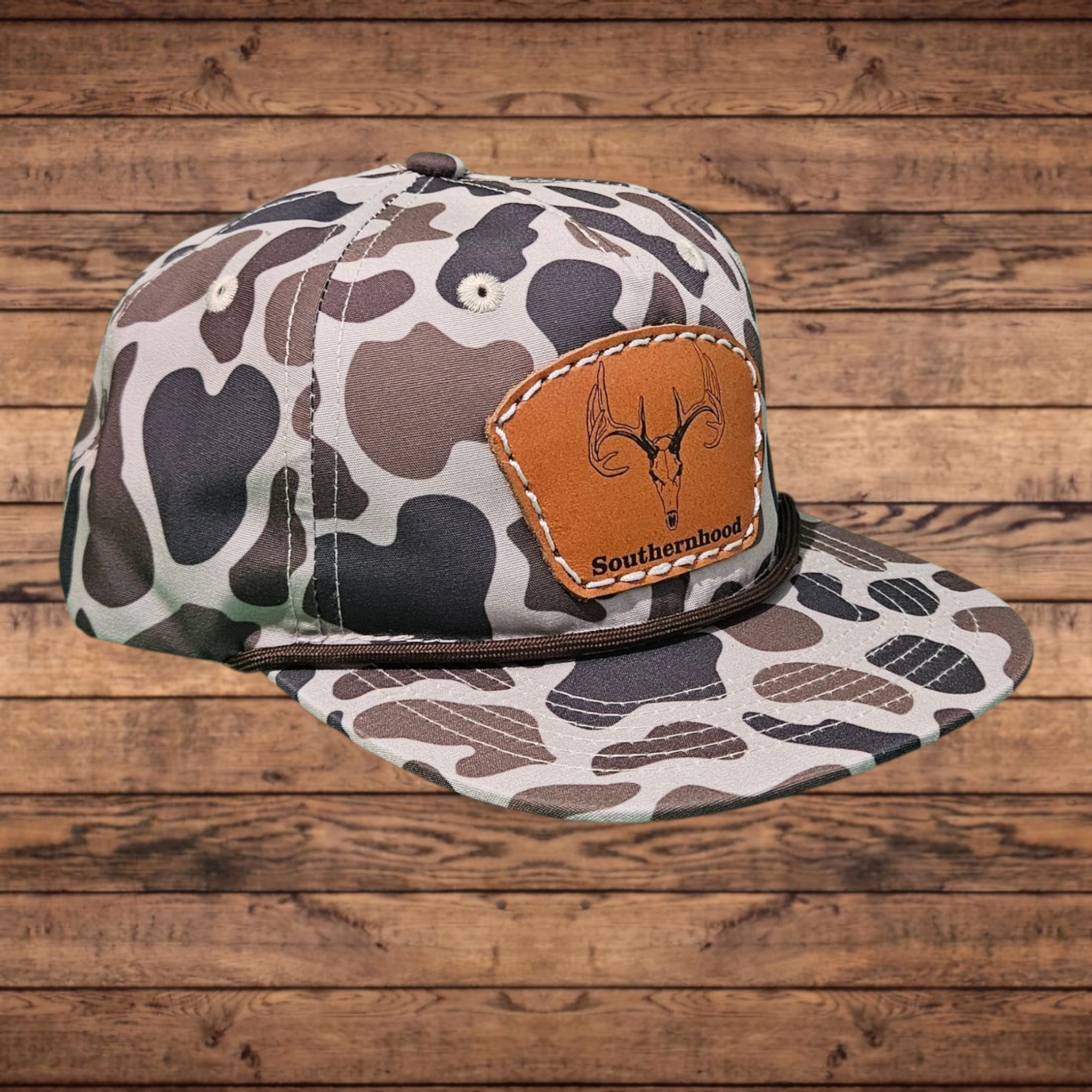 Kids Duck Camo Rope Hat, with Leather Deer Patch