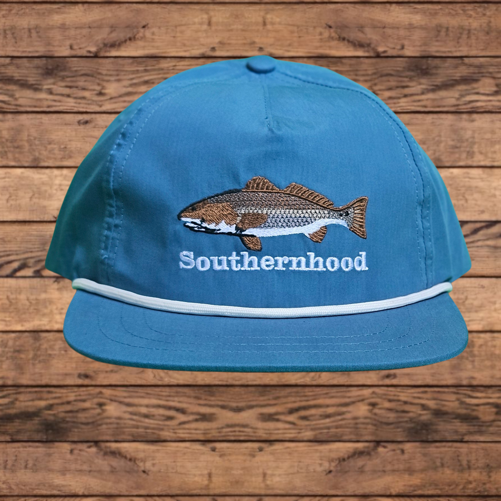 Blue Nylon Rope Hat, Embroidered Redfish – Southernhood
