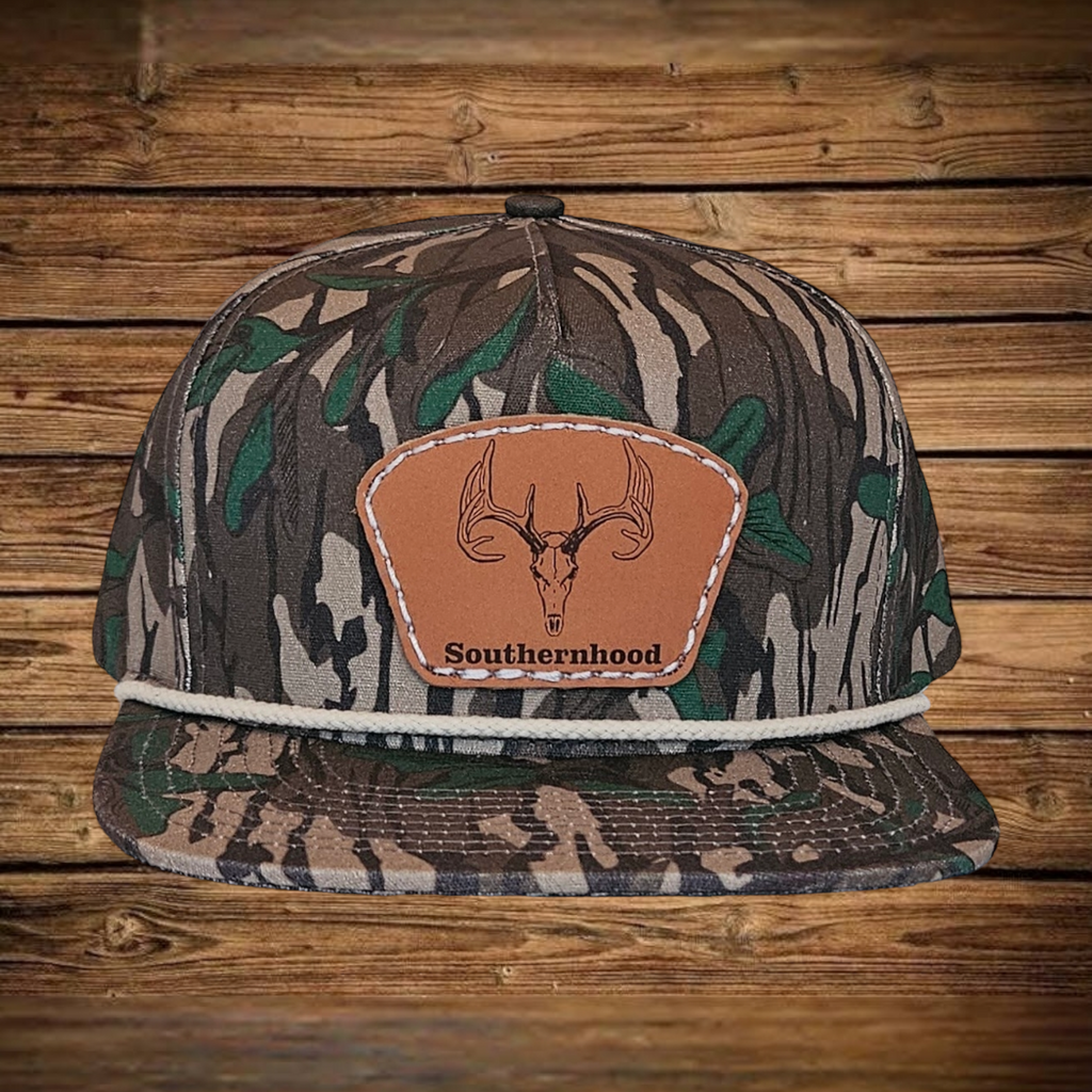 Leather Deer Skull Patch, Classic Bottom Land Rope Hat