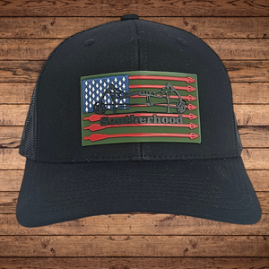 Arrow Flag Patch on YP Retro Trucker Black Hat