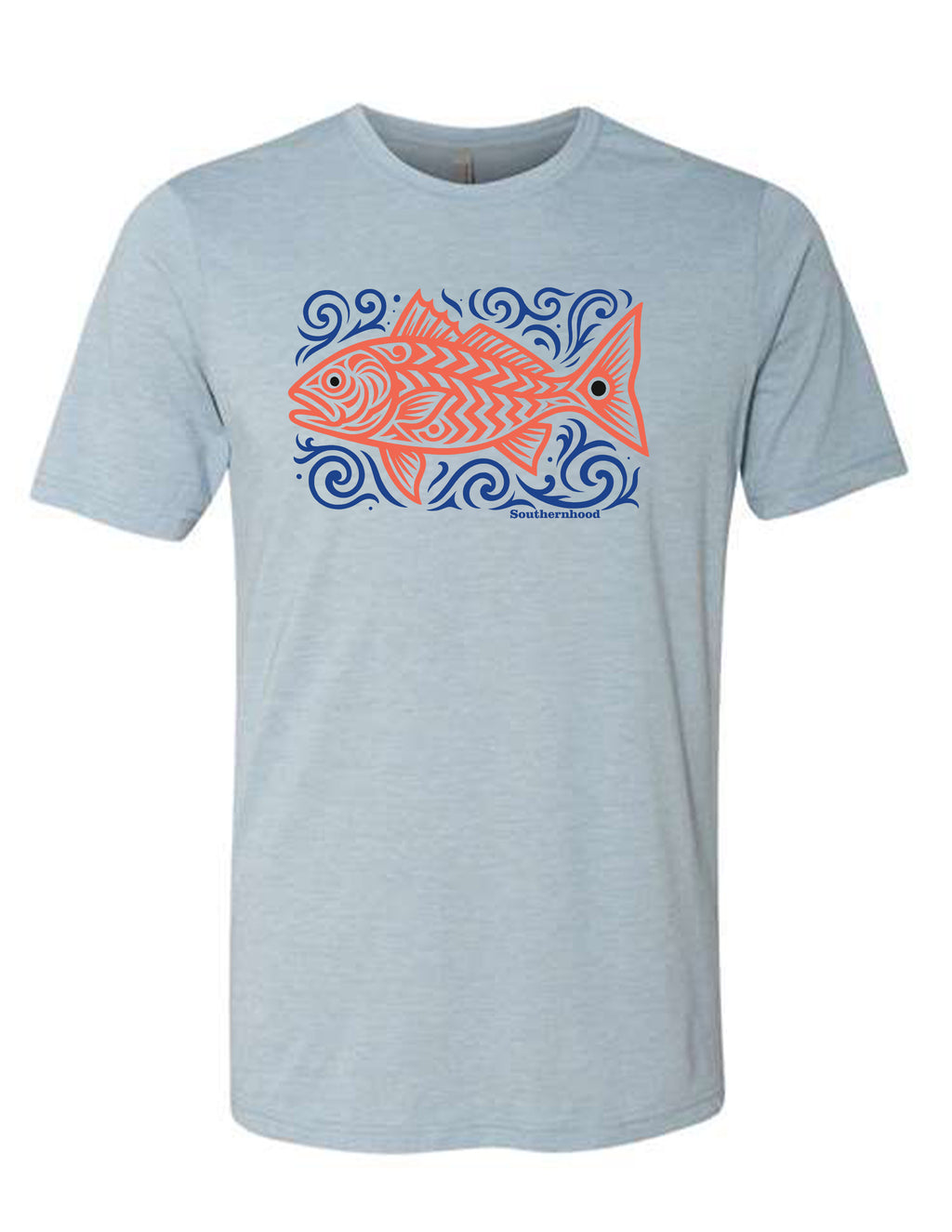 Redfish Block Print, Light Blue