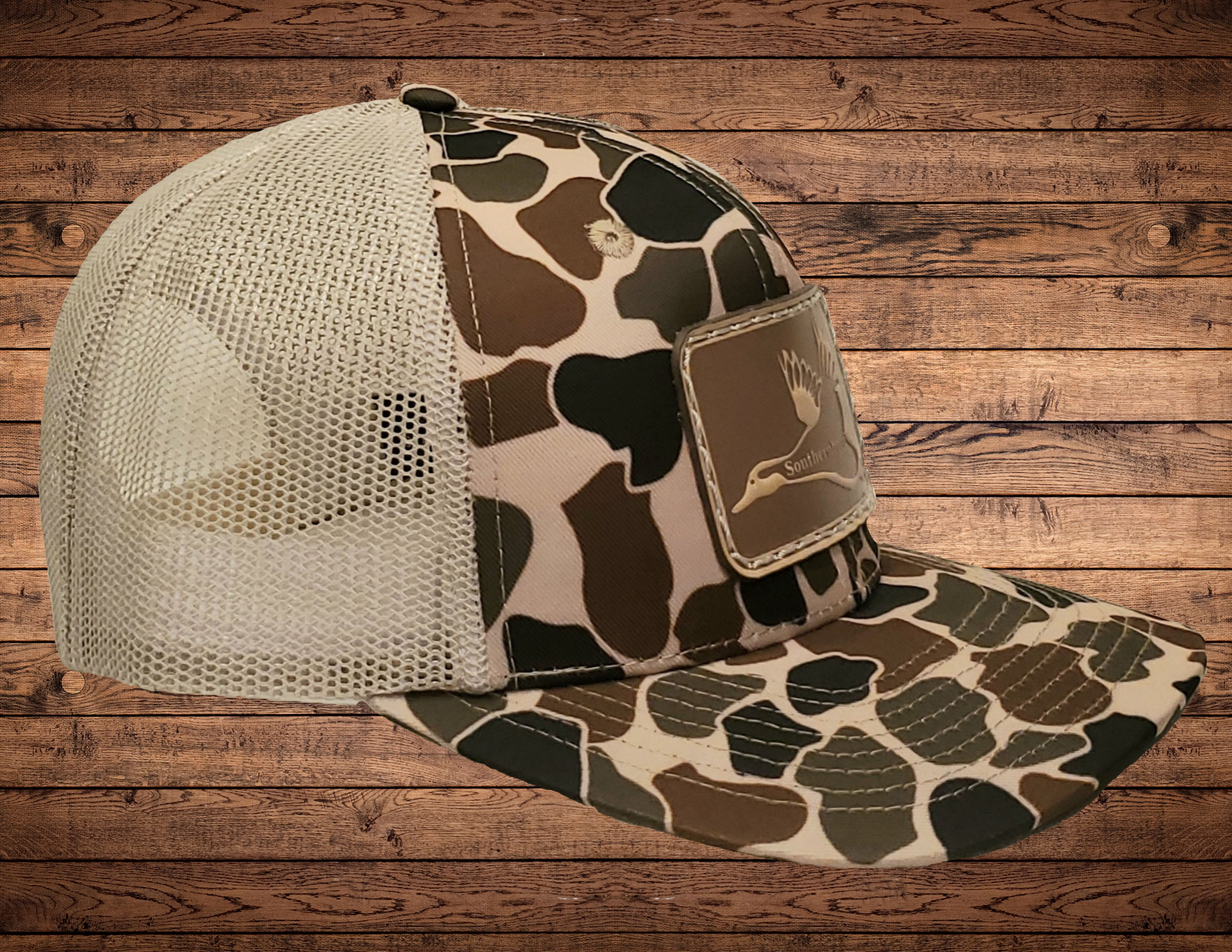 Leather Duck Patch on Classic Duck Camo Hat.