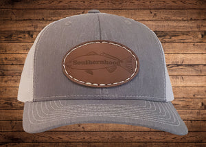 Leather Redfish Patch on Heather Gray Snapback Tucker Hat