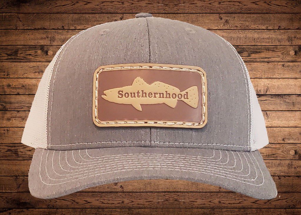 Leather Speckled Trout Patch on Heather Gray Snapback Tucker Hat